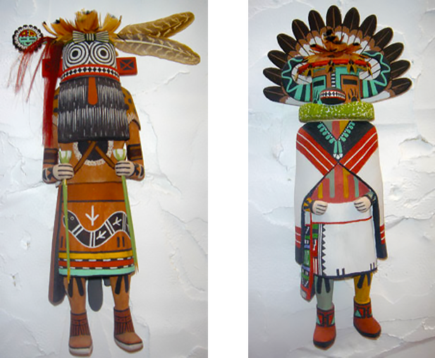 Traditional Hopi Tribe Katsina Dolls, carved by Ernie Moore