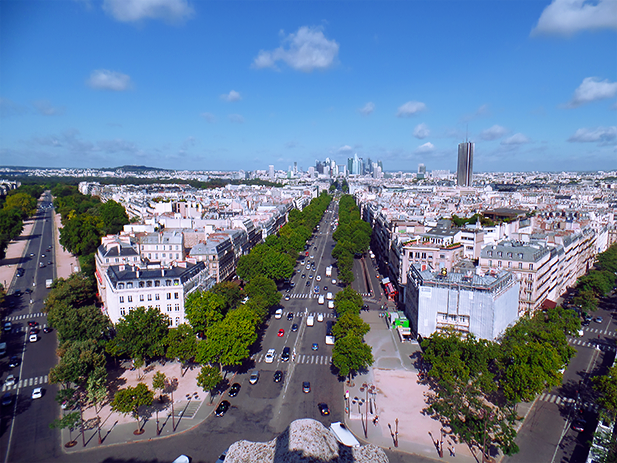 View from atop the Arc de Triomphe. Paris, France.