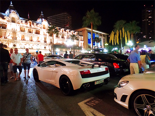 The casinos in Monaco are surrounded by luxury cars 