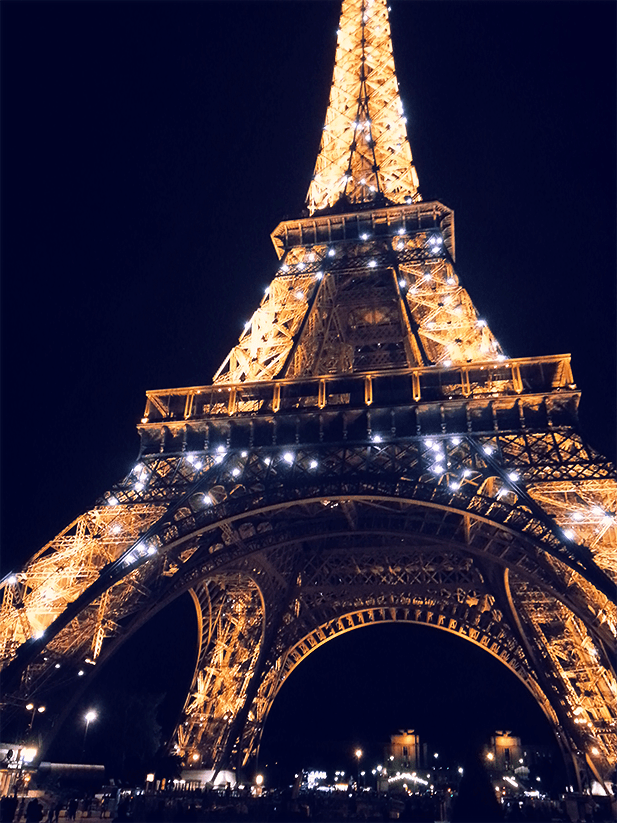 I was halfway up the Eiffel Tower stairs when the first light show started